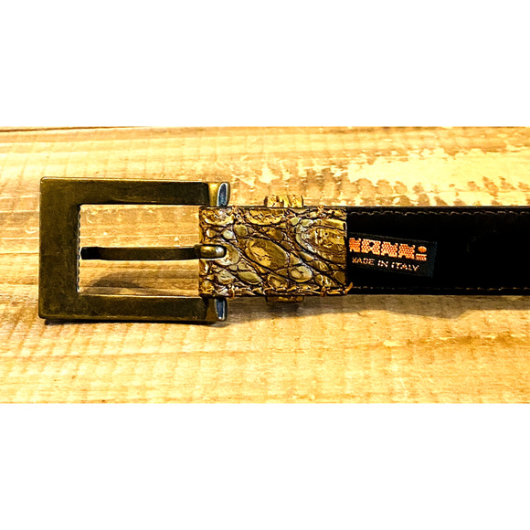 Vintage Nanni Goldtone Designer Belt Rhinestone Buckle Made in Italy Sz 85 US 34 - Picture 13 of 15